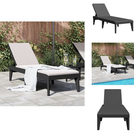 Chaise longue anthracite 186x60x29 cm PP - Chaises Longues - Transats - Salon De Jardin - Mobilier De Jardin - Chaises Extérieures (1/5)