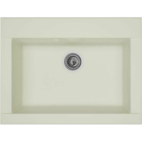 STRADOUR Evier cuisine a encastrer 1 bac sans egouttoir Hexo - Resine - 66 x 50 cm - Blanc