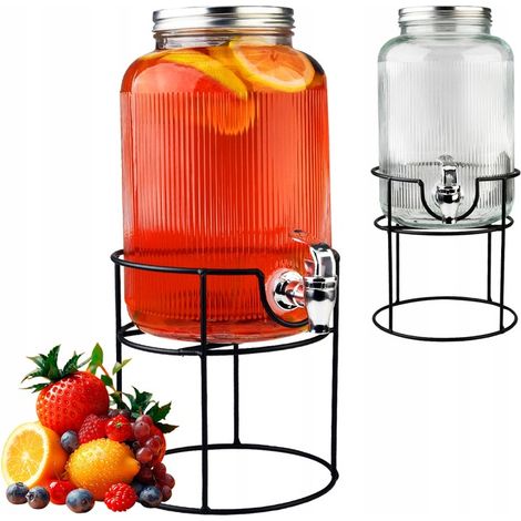Barattolo con rubinetto da 4 litri, barattolo in vetro con rubinetto su supporto, dispenser per caraffa (1/5)