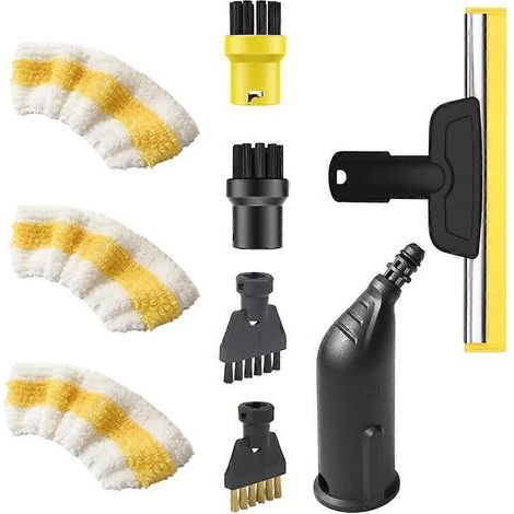 Pour nettoyeurs vapeur Kärcher SC1, SC2, SC3, SC4 et SC5 : buse, brosse ronde, brosses à joints, raclette à vitres et chiffon en microfibre (1/5)