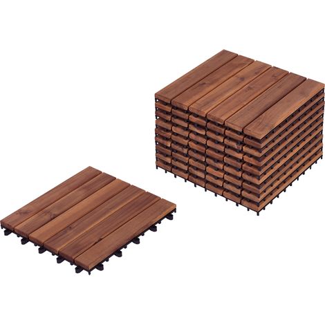 Suelo de exterior de madera de acacia certificada base de plástico resistente a todo tipo de clima jardín patio balcón accesorios marrón Accettura