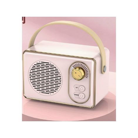 Altoparlante Bluetooth retrò, altoparlante wireless vintage in legno con Bluetooth 5.0, ingresso AUX e porta USB per casa, viaggi e feste all'aperto (rosa) (1/5)