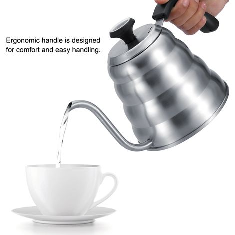 Cafetière à filtre en acier inoxydable en forme de nuage, bouilloire japonaise à bec fin avec thermomètre (1/5)