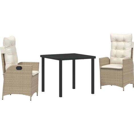 Ensemble de salle à manger pour jardin 3 pcs,Salon de jardin Beige polyrotin CFW95418 (1/5)