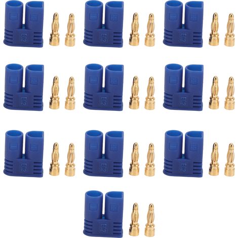 Connecteur Banane Or 2mm Mâle EC2 13.020 avec Gaine Isolante, Fiche de Remplacement pour Batterie RC (1/5)