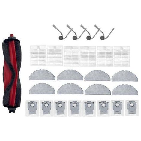 Lot de 27 accessoires pour robot aspirateur Roborock Q7 TF/Q7 TF+ : brosse latérale à rouleau, filtre HEPA, lingette de nettoyage et sac à poussière. (1/5)