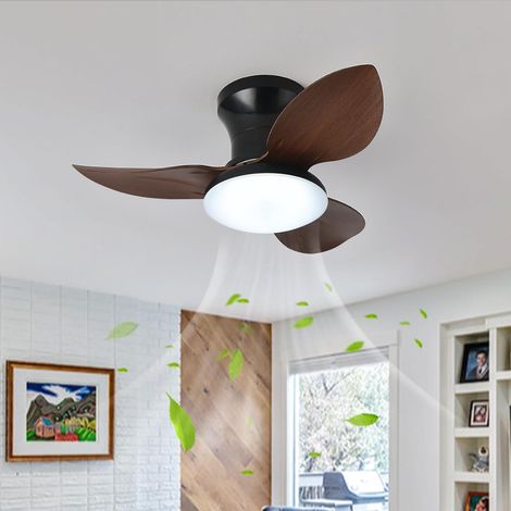 Ventilateur De Plafond Silencieux Avec Lumiere Et Telecommande, Lustre Avec Ventilateur 3 Pales, Dimmable, DC Motor, 6 Vitesses ,noir (1/5)
