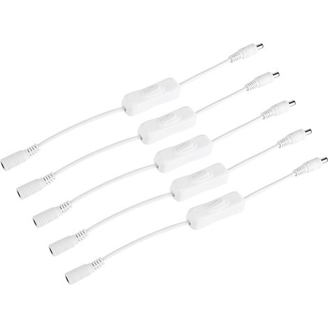 5 Stück LED-Streifenlicht-Drahtschalter mit weiblichem und männlichem DC 12 V-Stromanschlussstecker weiß (1/5)