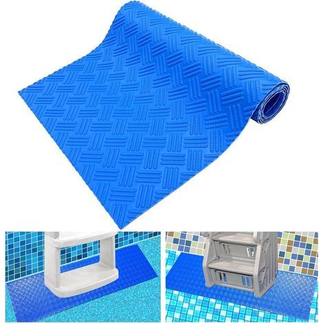 Leitermatte für Schwimmbecken – Rutschfeste Schutzmatte für Schwimmbeckenleitern, blau, mittlere Größe, 91 x 23 cm (1/5)