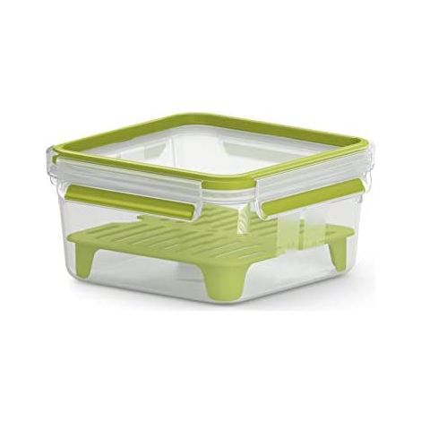 Emsa N1071700 Clip and Go Contenitore per Alimenti XL 1.3 L ermetico con inserto a griglia colore Verde Trasparente (1/5)