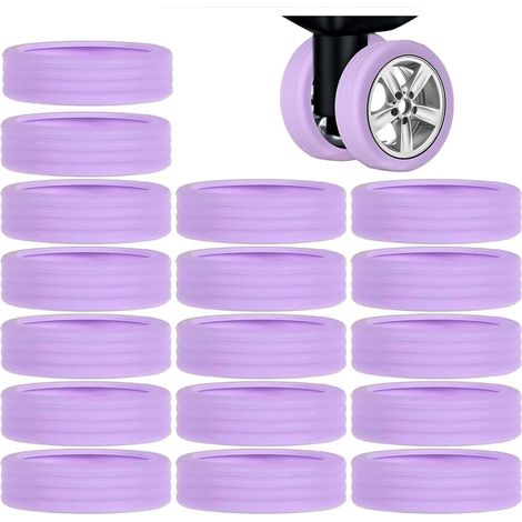 Set di 16 copriruota e protezioni in silicone per valigie, eleganti copriruota viola (1/5)