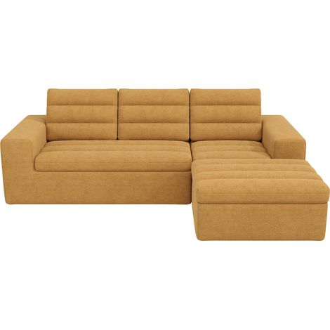 Modulares L-Ecksofa in Orange aus Chenille für 4–5 Personen mit Hocker (1/5)