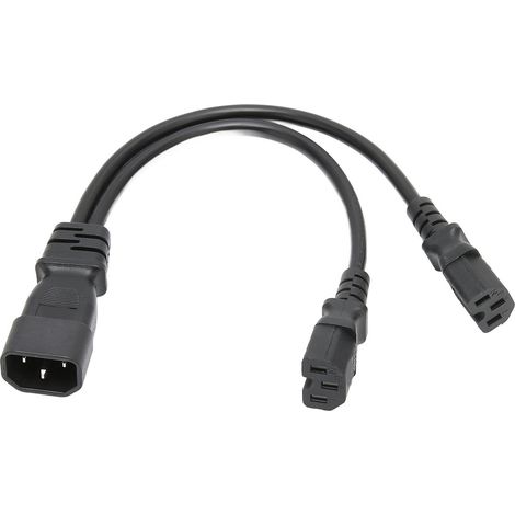 Câble répartiteur d'alimentation sécurisé IEC320 C14 vers double C15 mâle/femelle pour lampe de bureau, imprimante et projecteur, 100-250 V, 32 cm (12,6 po) (1/5)