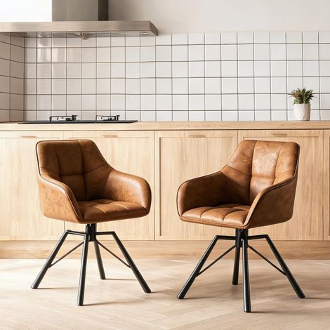 Chaise de salle à manger pivotante en simili cuir lot de 2 (1/5)