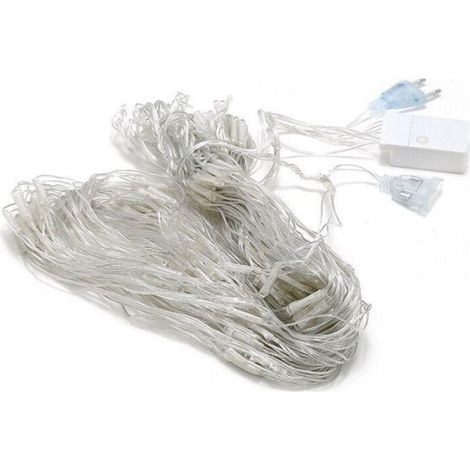 Filet lumineux LED avec prise, guirlande lumineuse 8 modes (6 x 4 m, blanc chaud) [Classe énergétique E] (1/5)