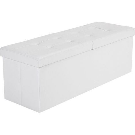 Coffre de rangement banc pliable 110 x 38 x 38 cm capacité 120 litres style moderne déco intérieur en MDF blanc (1/3)