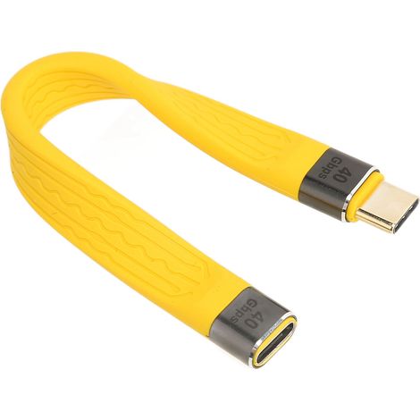 Câble USB-C court et flexible, type C mâle vers femelle, charge rapide PD 100 W 5 A, transfert de données 40 Gbit/s (1/4)