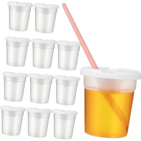 Godets de Peinture Portable Lot de 12 Anti-déversement Bords Faciles à Tenir avec Couvercles en Plastique PP Blanc pour Peinture Scolaire Plein Air (1/5)