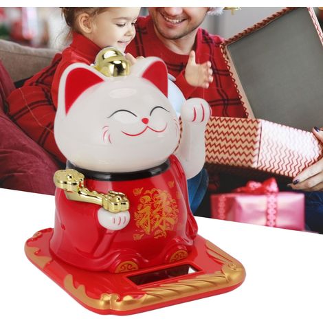 Chat Fortune Lumineux à Induction Lumière Sculpture Plastique Chat Chinois Bienvenue Rouge pour Maison Voiture Chat Maneki-Neko Décoration Ornement (1/5)