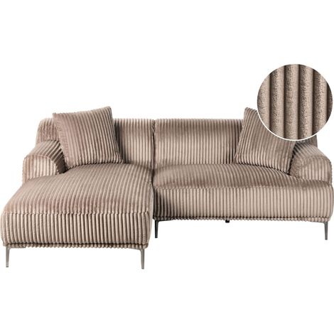Corner Sofa STENUM Corduroy Light Brown Right Hand (1/5)