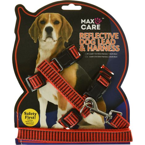 Nylon Reflective Dog Training Lead And Harness Safety Travel Puppy Belt RED