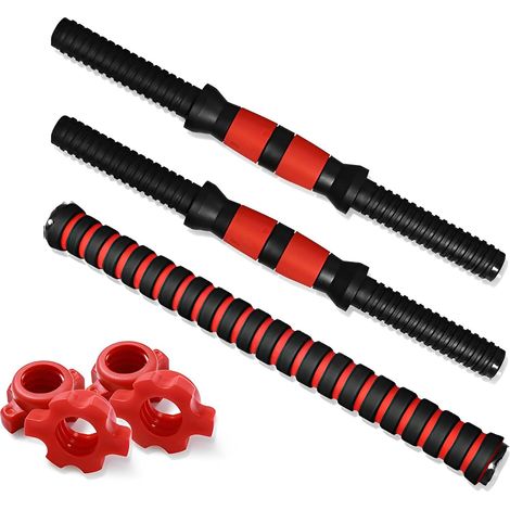 Haltères Universelles de 35 cm, 2 Pièces Barres Dhaltères Poignée avec 4 Colliers pour Haltères de Gym Entraînement de Musculation Formation Accessoires Equipement Fitness (1/5)