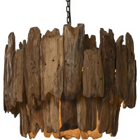 Lampara Techo Teca Hierro 65X65X50 Hecho A Mano (1/5)
