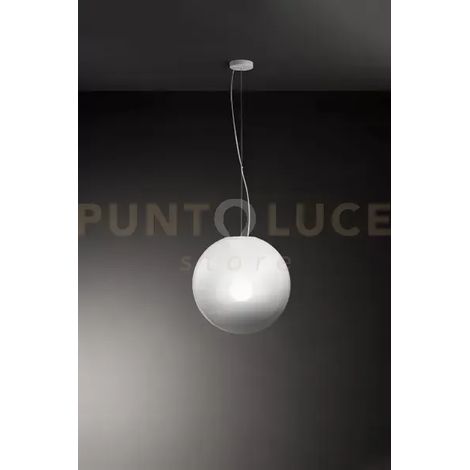 Moon sospensione in vetro e metallo bianco 1 luce attacco E27 d.40cm