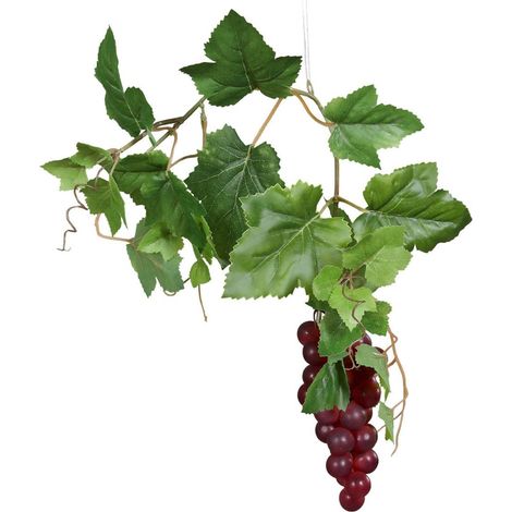 Grappe de raisin Bourgogne artificiel L 15 cm avec feuillage vigne Lg 45 cm - couleur: Bourgogne