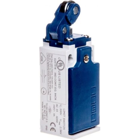 Interruttore L5 in alloggiamento di plastica, 1NC+1NO, pulsante con leva orizzontale e rullo metallico, T0-L5K13MIM311