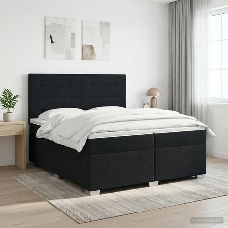 Lit boxspring avec matelas Noir 200 x 200 cm Tissu (1/5)