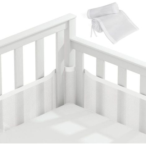 Tour de lit bébé 340x30cm – Doublure en maille 3D respirante – Sécurise la circulation de l'air – Convient à tous les berceaux (1/5)