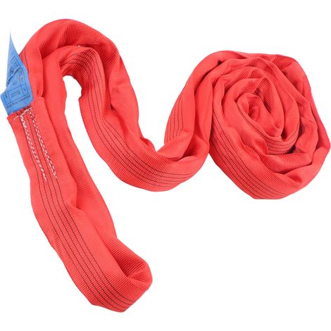 5T 2M Verstärktes Hebeband mit Doppelschlaufe und Öse, Polyester-Kranseil, Rot