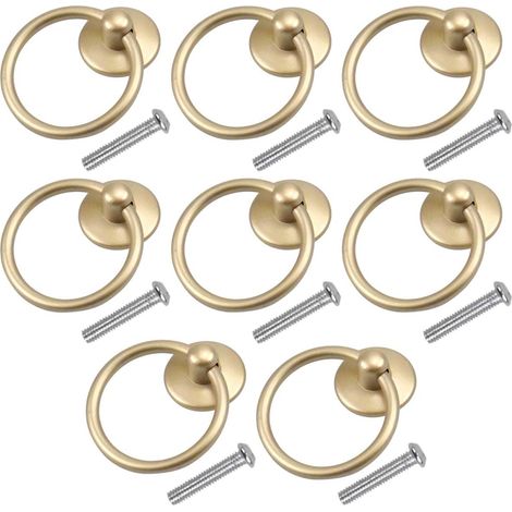 8 Pcs Bouton de Porte Vintage Poignee de Meuble Ronde Poignée D'armoire Classique Tiroir Bague Poignée de Traction Poignées de Tirage Antique Bouton de Meuble pour Cuisine Armoire Placard Commode (Or (1/5)