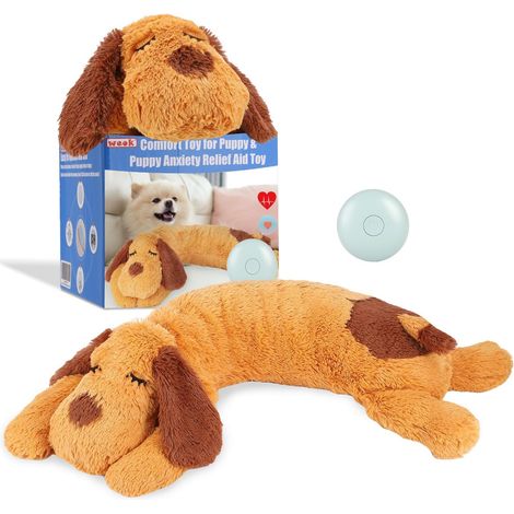 Peluche Chien Anti-Anxiété Jouet d'Apaisement avec Battement de Coeur pour Chiot et Chien Distributeur de Confort Oreiller Chien Lavable (1/5)