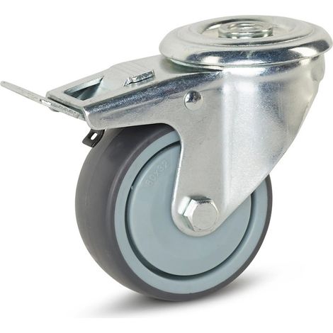 Roue pivotante freinée - MESO - Appareil - Trou central - 80mm - 80kg (1/2)