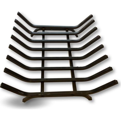 Kibros – Grille porte bûches en acier forgé 8 barreaux – Support extérieur pour foyers ouverts – Circulation d'air pour combustion optimale – 40x36x16 cm (1/5)