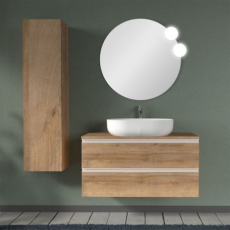 Mobile da bagno Sospeso 100 cm Master rovere miele per lavabo da appoggio (1/5)