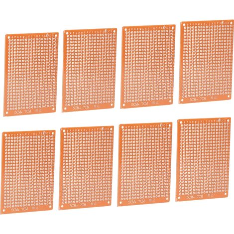 Plaque de circuit imprimé universelle à monter soi-même, 5 x 7 cm, perforée de 2,54 mm, cuivrée. (1/5)