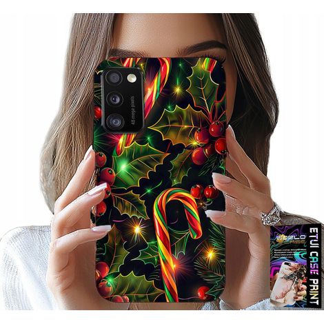 Custodia per Samsung Galaxy A41 - Bastoncino di zucchero, vischio, albero di Natale + vetro (1/5)