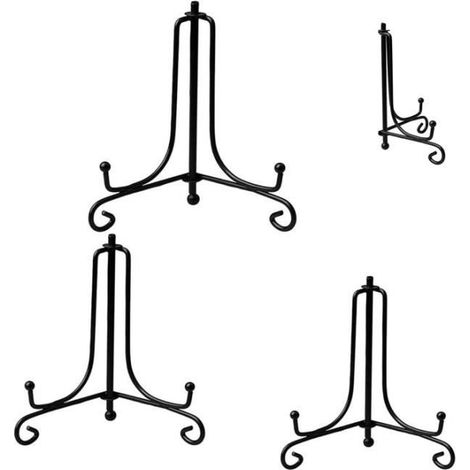 Chevalet de table - MARQUE - Pliable en métal - Support photo - Design incurvé - Couleur noire (1/4)
