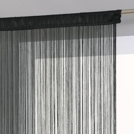 Fadenvorhang 100x200 cm, Fransenvorhang, Türvorhang, Vorhang 200 cm Höhe, Schwarz (1/5)