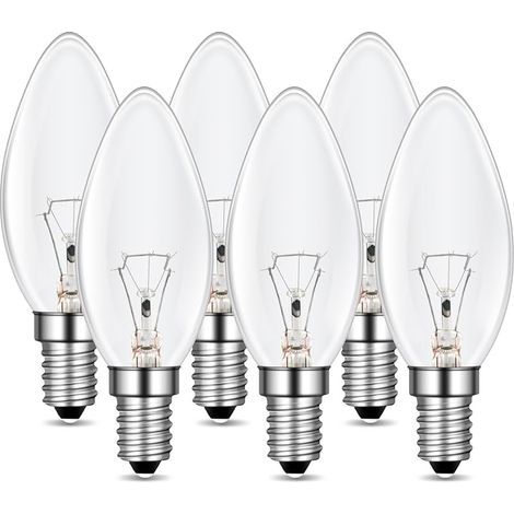 Ampoule Bougie E14 Dimmable 230V, Flamme Bougie, 2700K Blanc Chaud, 400LM, E14 Petit Culot à Vis, C35 Transparent, Ampoules Décoratives, Pour Lustre, Lampe de Bureau, Pack de 6 (1/5)