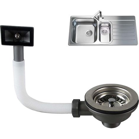 1 Pièce Bonde D'évier, Acier Inoxydable, Trop-plein Carré, Pvc, Pour Trou 83-90 Mm, Cuisine