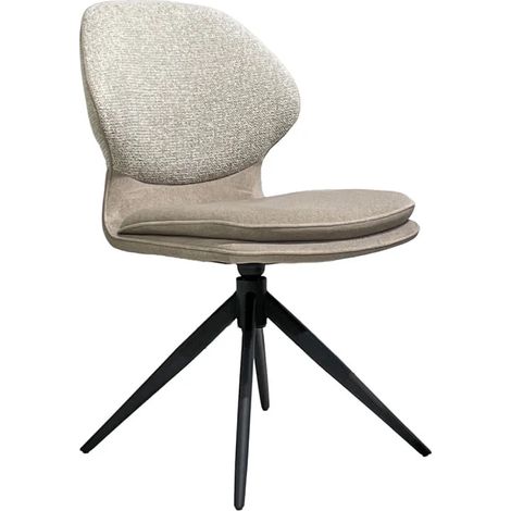 Chaise pivotante 360° bimatière tissu chiné et Mohair beige – MELY (1/5)