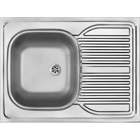 Lavello cucina da appoggio in acciaio inox con 1 vasca e gocciolatoio reversibile 80x60 cm finitura satinato - Tavo