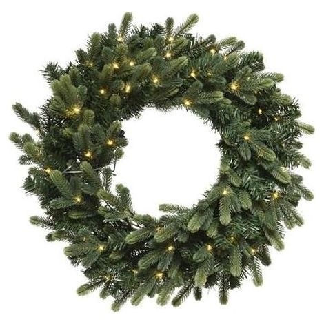 Kaemingk CORONA GINEVRA CON MICRO LED PER INTERNO 60 micro LED alimentazione a batteria altezza 10 cm profondita' 60 cm colore Verde