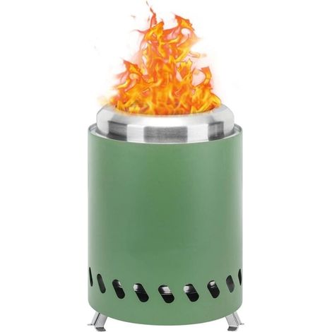 Réchaud de camping portable avec support - idéal pour le camping, fonctionne au bois, etc. - 1 unité, vert, 14 × 14 × 20 cm (1/5)