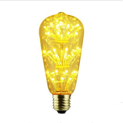 Bombilla LED, bombilla de cielo estrellado con fuegos artificiales, luz retro de cielo estrellado blanco cálido de 2200K, adecuada para fiestas navideñas y bares. (1/5)