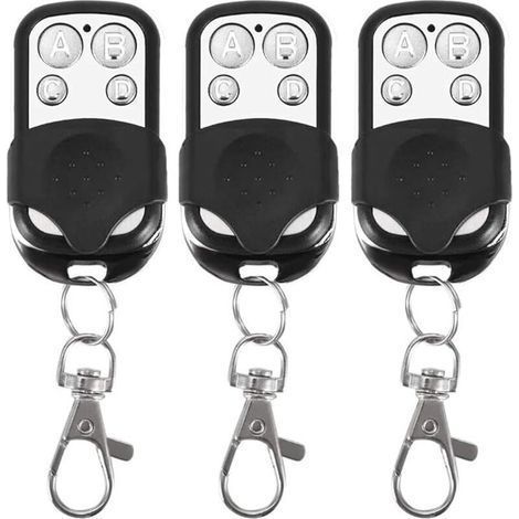 Lot de 3 télécommandes universelles pour Portail Automatique fréquence 433,92 MHz Code Fixe, 4 Boutons pour contrôler jusqu'à 4 Portes (1/4)